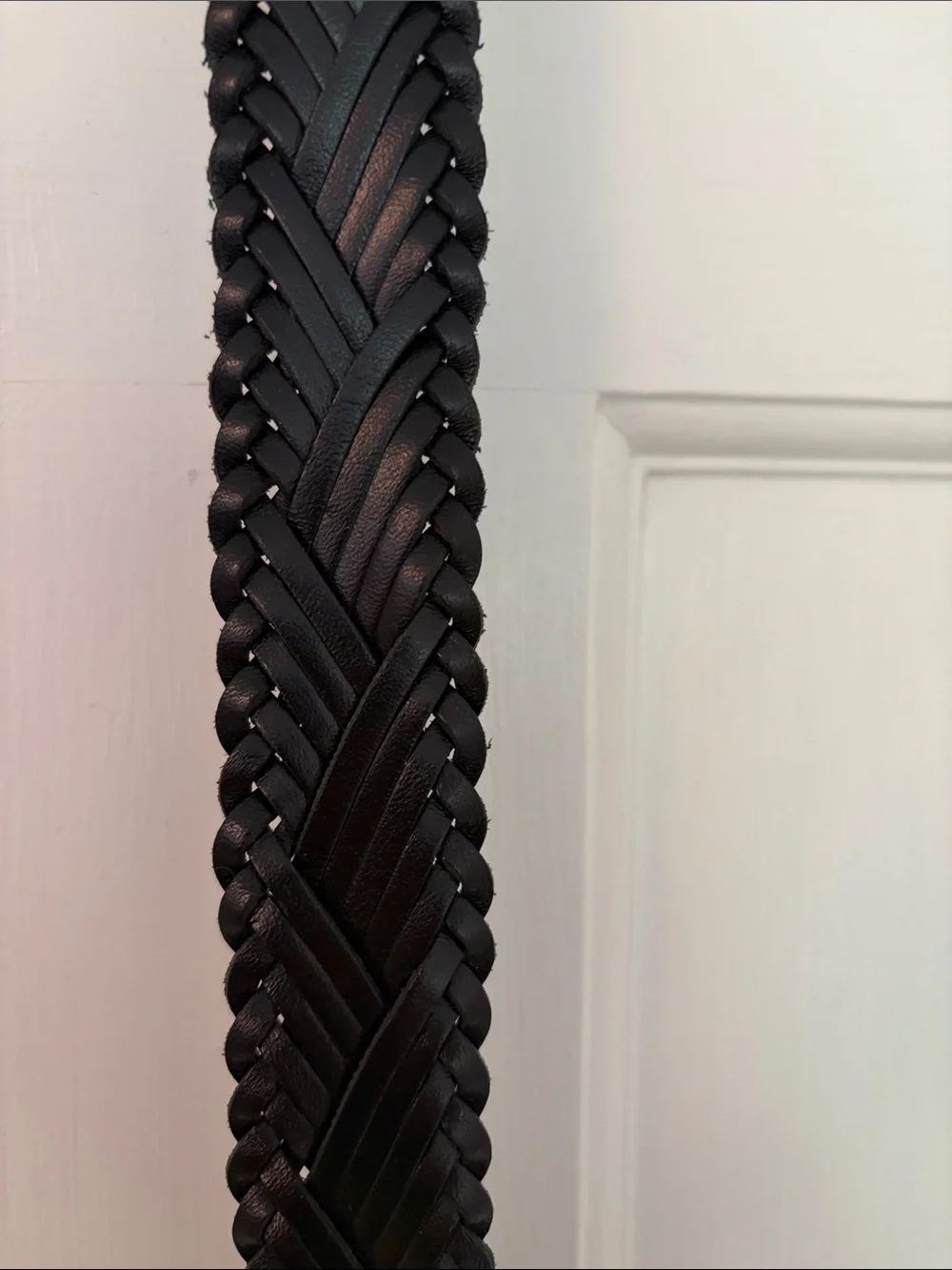 J. Crew Black Braided Leather Belt with Gold-Tone Buckle - Picture 2 of 8